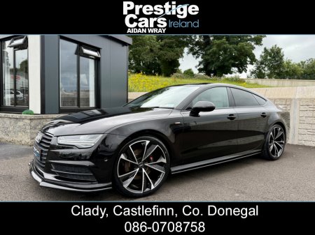 2015 Audi A7 3.0 TDI S LINE SPORTBACK BLACK EDITION QUATTRO AUTO 272 BHP,FULL HEATED LEATHER,HEAD UP DISPLAY,XENON/LED LIGHTS,JET BLACK,FRONT SPLITTER,SIDE SKIRT EXTENSIONS,21” RS7 ALLOYS,TWO OWNERS,FULLY LOADED