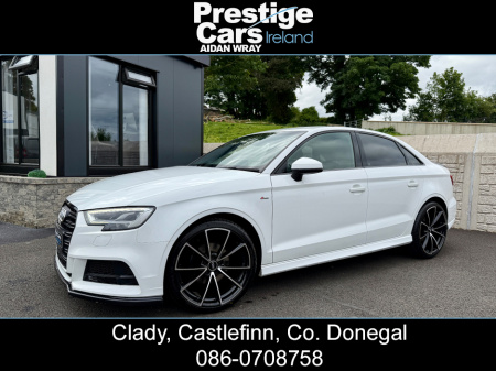 2019 Audi A3 1.6 30 TDI S LINE 4DR SALOON 116 BHP,IBIS WHITE,BLACK EDITION STYLING,FRONT AND REAR PARK SENSORS,XENON/LED LIGHTS,HEATED SEATS,FLAT BOTTOM STEERING WHEEL,PRIVACY GLASS,FULL AUDI HISTORY,HIGH SPEC