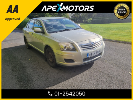 2008 Toyota Avensis 1.6 AURA 4DR SALOON * AA APPROVED  * 101 SAFETY CHECKLIST * 12-MONTH ROADSIDE ASSIST  * IMMACULATE * LOW MILES * NEW NCT OCT-25 * ONE VERY CAREFUL OWNER * CARTELL HISTORY CHECKED * FULLY SERVICED €2,949