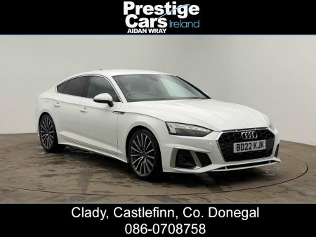 2022 Audi A5 2.0 35 TDI S LINE AUTO SPORTBACK 163 BHP,IBIS WHITE SOLID,BLACK EDITION STYLING,VIRTUAL COCKPIT,MATRIX/LED LIGHTS,HEATED SEATS,CAMERAS,PRIVACY GLASS,FLAT BOTTOM STEERING WHEEL,ONE OWNER,FULL HISTORY
