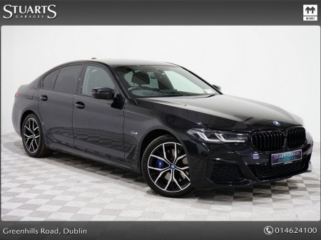 2023 BMW 5 Series MASSIVE SPEC 530e M-SPORT PRO PACK: TECH PACK, COMFORT PACK: SAPPHAIRE BLACK WITH BLACK LEATHER, 19” BI-COLOUR M-SPORT ALLOYS