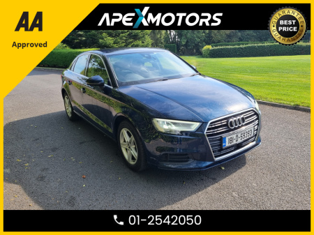 2018 Audi A3 Saloon FINANCE ARRANGED * AUTOMATIC (DSG) * AA APPROVED  * 101 SAFETY CHECKLIST * 12-MONTH ROADSIDE ASSIST  * IMMACULATE * LOW LOW KMs * ADAPTIVE CRUISE * NEW NCT SEP-26 * LOW TAX * ONE VERY CAREFUL OWNER €21,449
