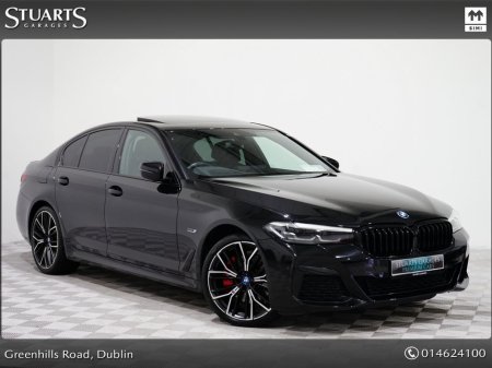 2022 BMW 5 Series 530e M-SPORT *20” ALLOYS* PRO PACK, TECH PACK, COMFORT PACK AND VISIBILITY PACK: SAPPHAIRE BLACK WITH BLACK LEATHER, SUNROOF