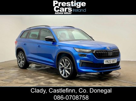 2022 Skoda Kodiaq 2.0 TDI SEL AUTOMATIC 150 BHP,7 SEATS,RACE BLUE METALLIC,HALF HEATED LEATHER,XENON/LED LIGHTS,PRIVACY GLASS,APPLE CAR PLAY,PARK SENSORS,20” ALLOYS,ONE OWNER,FULL SKODA SERVICE HISTORY,HIGH SPEC