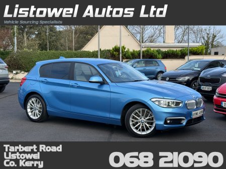 2019 BMW 1 Series CREAM LEATHER 118D 2.0 AUTOMATIC * 3 STAGE HEATED SEATS, ADAPTIVE CRUISE CONTROL, PARKING SENSORS FRONT & REAR, REAR VIEW CAMERA, SERVICE BOOK PRESENT WITH 4 SERVICE STAMPS, ISOFIX, 2 KEYS * €19,950