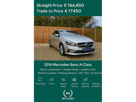2016 Mercedes-Benz A Class A180 Style Auto €16,450