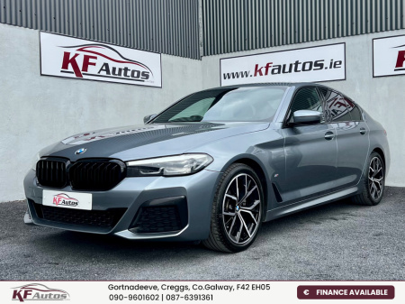 2021 BMW 5 Series 520d G30 LCI M Sport Auto 190bhp 4dr - 212 Reg | Finished in Bluestone Grey Metallic with Full Black Leather Interior €39,995