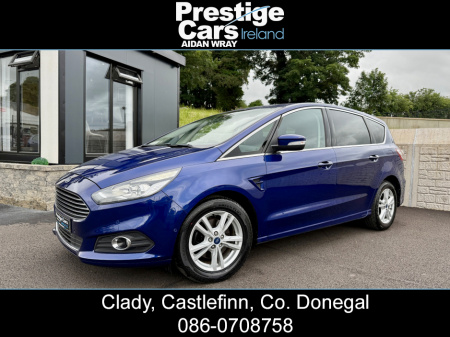 2018 Ford S-Max 2.0 TDCI TITANIUM 150 BHP,7 SEATS,DEEP IMPACT BLUE,FRONT AND REAR PARK SENSORS WITH PARK ASSIST,SAT NAV,PRIVACY GLASS,FAMILY PACK,ELECTRIC TAILGATE,TWO OWNERS,NEW TIMING BELT KIT,HIGH SPEC