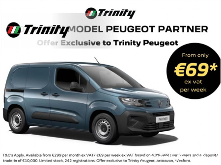 2025 Peugeot Partner FROM €69 EX VAT PER WEEK! *Limited Stock*. 252 PARTNER OFFERS * TRINITY PEUGEOT *