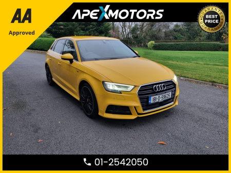 2018 Audi A3 Sportback FINANCE ARRANGED * LOW LOW Kms  * 1.4 S-LINE * AUTOMATIC (DSG) * LEATHER INTERIOR * COLOUR REVERSE CAMERA * AA APPROVED  * 101 SAFETY CHECKLIST * 12-MONTH ROADSIDE ASSIST  * IMMACULATE * TOP-SPEC