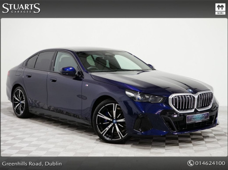2024 BMW 5 Series 530e M-SPORT PHEV: COMFORT PACK, TANZANITE BLUE WITH BLACK VEGANZA INTERIOR. 20” BI-COLOUR ALLOYS, COMFORT ACCESS